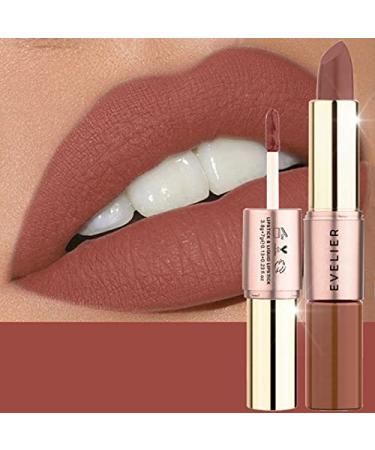 EVELIER 2in1 Lipstick and Lipgloss - Hydrating All Day Coverage  Instant Shine  Liquid  Long-Lasting  Vegan Cruelty-Free  Highly Pigmented (Sunkissed Caramel)