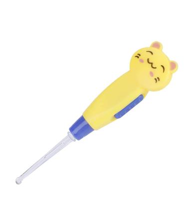 AUHX Baby Ear er Flashlight Function 4.25in Total Length Cute Cartoon Look Earwax Catcher for Ear Care(Yellow Kitten)