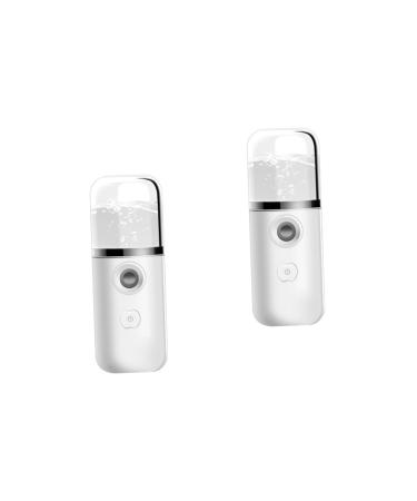 DRESSOOS 2pcs Hydrating Instrument Nano Face Steamer Portable Handheld Facial Mister White Abs