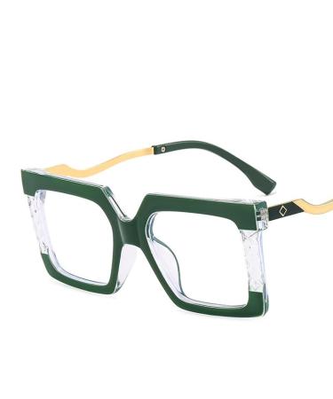 Oversized Fatigue Relieve Reading Glasses Blue Light Blocking Computer Readers Eyeglasses Square Flat Light Mirror +150 Green