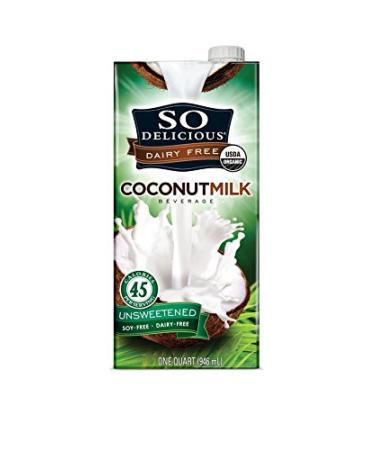 So Delicious Dairy-Free Organic Coconutmilk Beverage, Unsweetened, 32 Ounce (Pack of 6) Plant-Based Vegan Dairy Alternative, Great in Smoothies Protein Shakes or Cereal