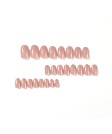 Mouyouglow Short Round Nude Pink Press On Nails | Full Cover Artificial Nails with Glue | Glitter Acrylic Fake Nails for Women & Girls - i019 - Buy Online on GoSupps.com