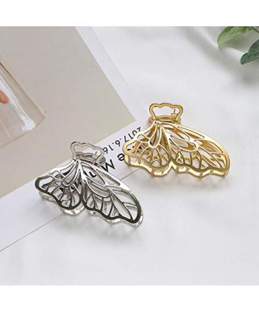 Large Metal Butterfly Hair Claw Clips - 2PCS (Gold/Silver) | Non-slip Thick Hair Barrette for Women and Girls - Buy Online on GoSupps.com