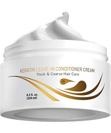 Vitamins Leave in Conditioner Cream - Indulgent Anti Frizz Conditioning for Curly Hair - Curl Defining Styling Detangler for Thick Coarse Natural Dry Damaged Hair (Keratin)