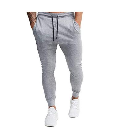 A WATERWANG Men's Slim Jogger Pants, Tapered Athletic Sweatpants for Jogging Running Exercise Gym Workout Light Gray Small