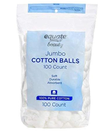 Equate Beauty Jumbo Cotton Balls, 100 Ct