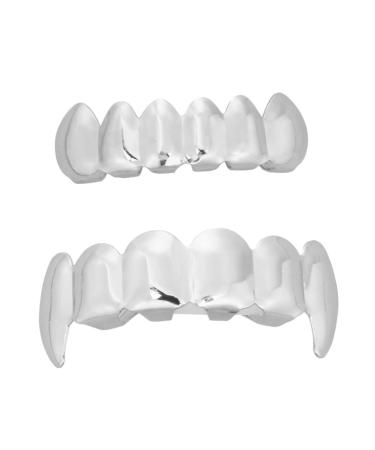 Coheali 1 set grill accessories men accessories lower corner teeth halloween teeth and lower tooth cover clasp in the hip-hop style tooth base frequisite grill clip 5x1x0.2cm