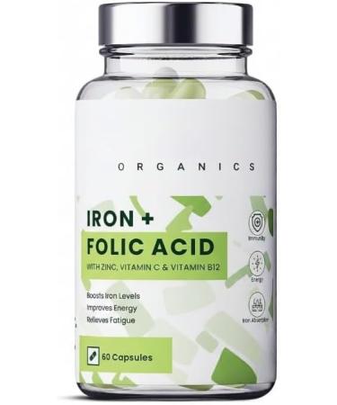 Iron + Folic Acid Supplement with Zinc Vitamin C & Vitamin B12 | 60 Veg Capsules | Supports Immunity and Energy | Enhances Iron Absorption| for Both Men & Women - Buy Online on GoSupps.com