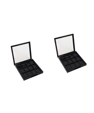 FOMIYES 2 Pcs 12 Eyeshadow Magnetic Pan Make up Empty Eyeshadow Dish Eye Shadow Box Cosmetic Travel Suite 1 count (Pack of 1) Blackx2pcs
