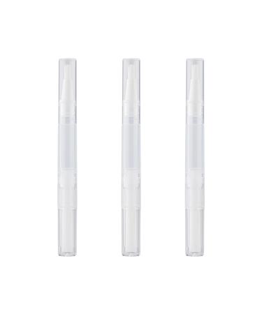 3pcs Transparent Twist Pens with Brush Tip 3 ML Transparent Twist Pen Refillable Nail Polish Bottle Empty Cuticle Oil Pen Cosmetic Container Applicator for Lip gloss Nail Polish Eyelash Growth Liquid
