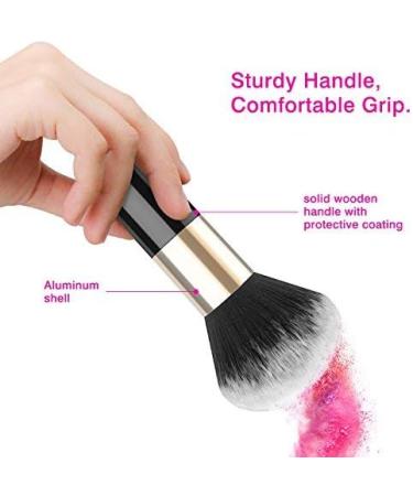 Luxspire Large Loose Powder Makeup Brush - Soft Flat Kabuki Brush for Face Blending & Highlighting - Black & Gold - Buy Online on GoSupps.com