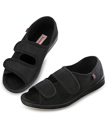 Womens Diabetic Slippers Edema Sandals Adjustable Strap Extra Wide Comfortable Shoes Indoor Outdoor Relief for Swollen Feet Elderly 7 Breathable Slippers - E