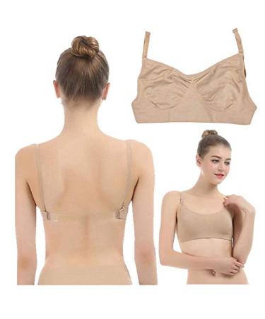 iMucci Professional Beige Clear Back Bra NO Sponge Backless Bra for Ballet Dance Medium Beige