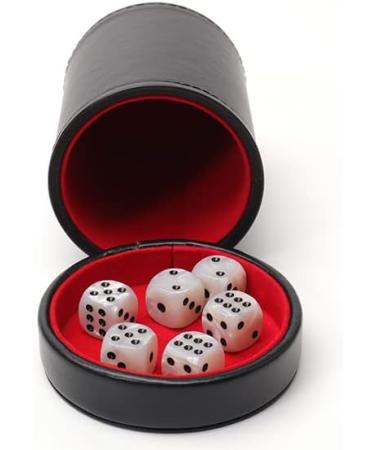 Luck Lab Black Leather Dice Cup with Lid & 6 Pearl Dice - Red Velvet Interior - Perfect for Board Games - Buy Online on GoSupps.com