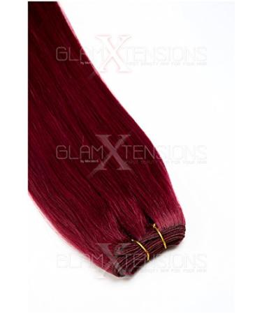 WEFT Extensions Real Hair Tress Glamxtensions smooth 100% Remy Indian real hair Human hair - 50cm in the color #720 Burgundy - Hair extension hair compression for sewing