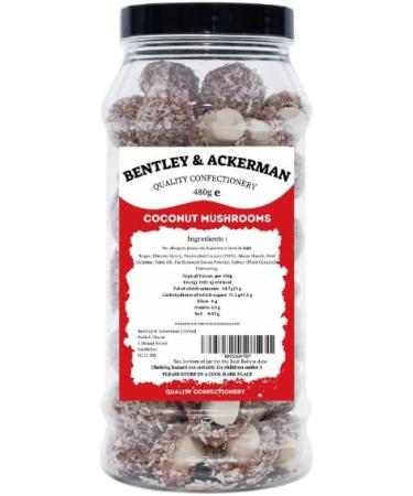 Coconut Mushrooms - (480g) Original Retro Coconut Mushrooms Sweets in a Gift Jar By Bentley & Ackerman Traditional Taste. - Buy Online on GoSupps.com