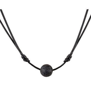 Lava Rock Stone Bead Triangle Pendant Necklace Essential Oil Diffuser Necklace Aromatherapy Choker Necklace Unisex (Black Lava Bead)