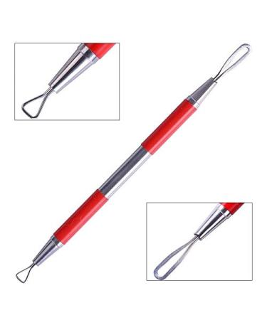 1pcs Blackhead Acne Pimple Remover Needles Stainless Steel Spot Come Done Blemish for Face Skin Cleaning Extractor Tools JI008 - (Color: Red)