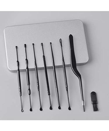 ISTOVO Black 7Pcs Stainless Steel Ear Pick Spoon Ear Wax Cleaner Health Curette Ear Earwax Remover Cleaning Selection Tools - Buy Online on GoSupps.com