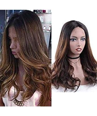 Ombre Lace Front Human Hair Wigs for Black Women - Wavy Brazilian Virgin Hair 18 Inch Long Body Wave Wig with Baby Hair - Buy Online on GoSupps.com