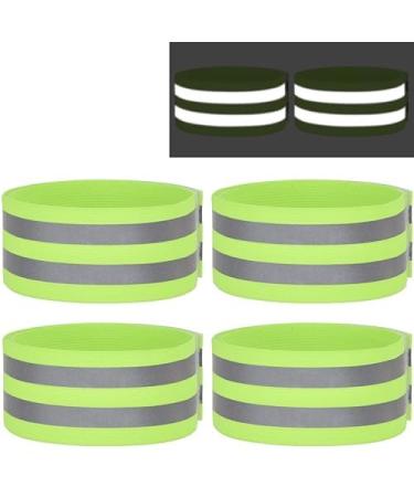 Dealkits 4 reflector band reflecting tapes Set Reflecting Security Armband trousers for bicycle motorcycle jogging hiking running reflector strips Self-adhesive light strip children adults green