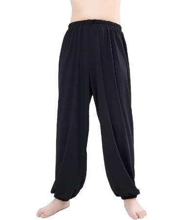 Libaobaoyo Kids Unisex Kung Fu Wide Pants | Stretchy Elastic Waist Taichi Practice Trousers | Black | 8-9 Years - Buy Online on GoSupps.com