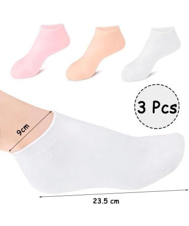 Braleto Silicone Socks for Women - 3 Pairs of Moisturizing Foot Spa Gel Socks for Cracked Dry Feet & Rough Skin Care - Buy Online on GoSupps.com