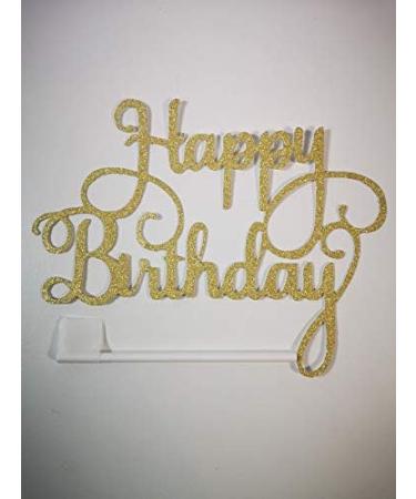 Happy Birthday Cake Toppers Glitter Card Bling Sparkle Decoration Party 6 Inches x 4.74 Inches (Gold) - Buy Online on GoSupps.com