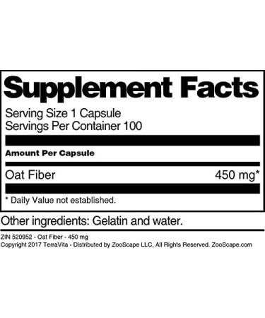 Oat Fiber - 450 mg (100 Capsules ZIN: 520952) - Buy Online on GoSupps.com