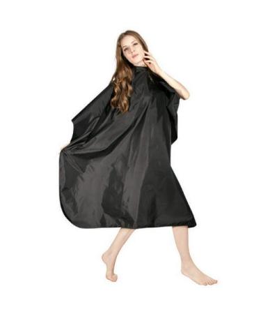 Icarus Professional Nylon Hair Styling Salon Cape with Snaps, 57" x 50", Cutting Cape Black