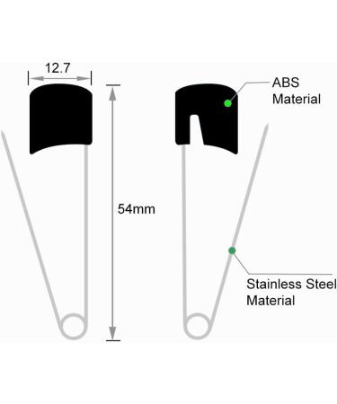 Diaper Needles - Safety Pins for Baby Diapers Stainless Steel & Plastic 54mm 50 Pack - International Shipping Available - Buy Online on GoSupps.com