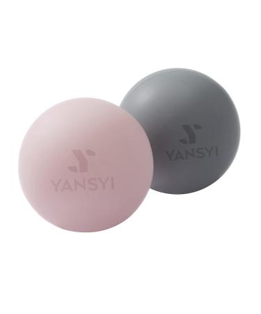 YANSYI Massage Lacrosse Ball, Ideal Massage Ball for Yoga, Physical Therapy, Deep Tissue Massage, Myofascial Trigger Point Release, Acupoint Massage, Portable Massage Tool (Pink and Gray)