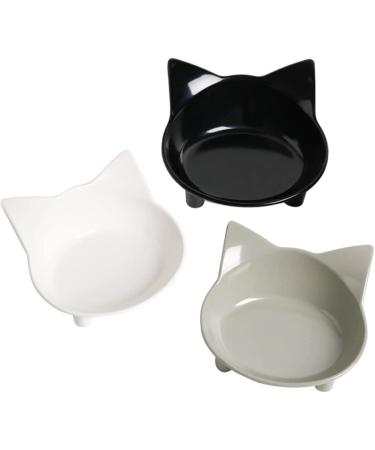 Non-Slip Cat Food Bowls Set - Stress-Relief Shallow Pet Bowls for Dogs, Cats, and Rabbits - Safe Food-Grade Material - 3 Pack (Black, Grey, White) - Buy Online on GoSupps.com