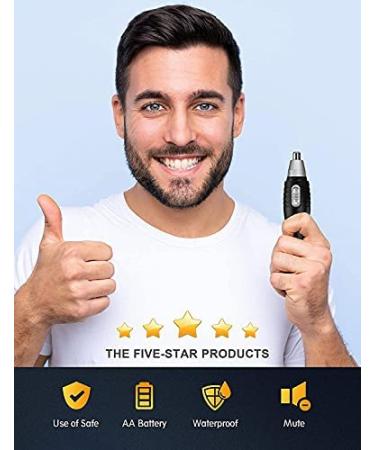 Nose Hair Trimmer & Ear Clipper Cordless Tool with IPX7 Waterproof | Facial Hair Scissor for Men and Women - Black - Buy Online on GoSupps.com
