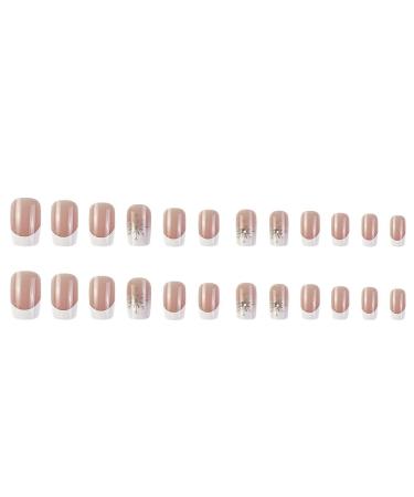 Diduikalor 24 Pcs White French Press on Nails with Rhinestones - Medium Square Acrylic False Nails for Women and Girls - DIY Nail Manicure Set - Buy Online on GoSupps.com