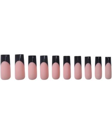 Ruarby 360x False Nails Full Cover Stick on Nails French Black Tip Press On Nails Artificial Nails Long False Nails for Women - Buy Online on GoSupps.com