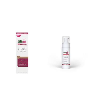 Sebamed anti-aging eye cream Q10 improved new recipe & anti-reductions of gentle cleaning foam with rosacea reduces redness on the face suitable as rosacea facial care 150 ml (1 Pack) bundle with anti-reduction cleaning foam
