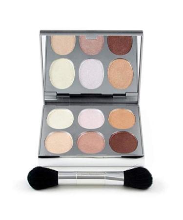 New Again by Jerome Alexander Highlighter Palette & Brush  6 Buildable & Blendable Micronized Powder Highlighting & Contouring Shades (Cool Tones)