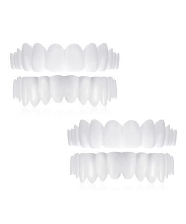Mxrfactory teeth prosthesis instant veneers snap on denture extra thin comfort fit safe provisional dentures over and lower jaws for beautiful for bad teeth unisex 2 pairs