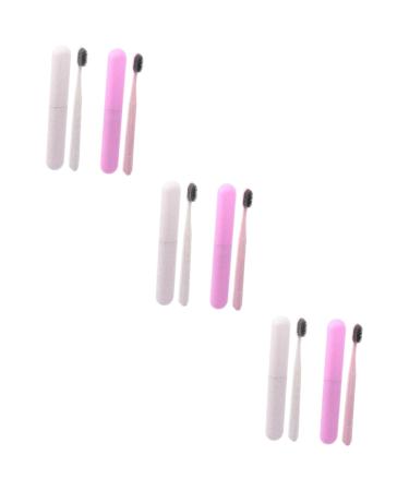 Frcolor 6 STK toothbrush set ultra toothbrush container for colored toothbrush travel toothbrush children toothbrush toothpaste tool for the tooth cleaning toothbrush with long handle household