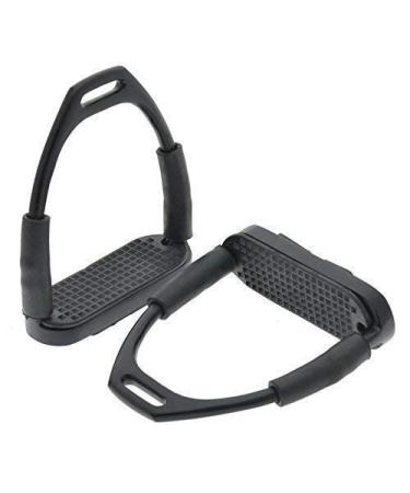 YNR England Flexible Safety Stirrups Horse Riding Bendy Irons S. Steel Black 4.75