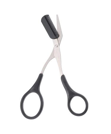 Professional Precision Trimmer Eyebrow Scissors Remover Beauty Tool with Comb and Non Slip Finger Grips Black Silver Tone for Men
