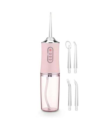 1PC Portable Electric Water Dental Flosser in Pink for Personal Oral Care with 4 Nozzles Upgraded Material to Strengthen The Tank Protect Teeth and Promote Oral Health Oral Irrigator