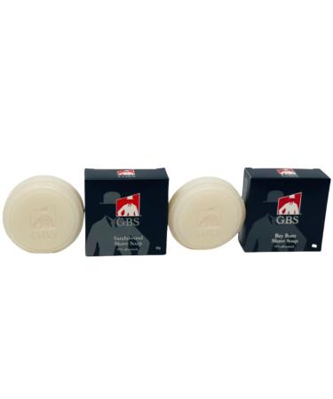 G.B.S Men's Shaving Soap 97% All Natural Enriched With Shea Butter and Glycerin, Creates Rich Lather Form, 3 Oz Each Pack of 2 (1 Sandalwood Round Shaving Soap, 1 Bay Rum Shaving Soap) - Buy Online on GoSupps.com