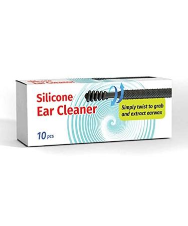 Silicone Ear Cleaner  10 Pcs Plastic Free  Reusable Effective 100% Silicone  Ear Wax Cleaner  Dual End Spiral Removes Wax with Easy Twist & Grab Stop Itching Improves Hearing Exfoliates 10 Count (Pack of 1)