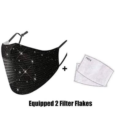 YIMIDEAR Women's Mundsprung Sparkle Dust Mask - Reusable & Washable with 2 Active Coal Filters for Running & Cycling - Black - Buy Online on GoSupps.com