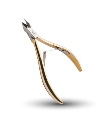 Rui Smiths Professional Cuticle Nippers Gold-Plated Carbon Steel French Handle Double Spring 6mm Jaw (Full Jaw)
