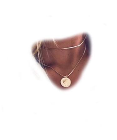 Boho Layered Coin Necklace Choker Gold Medallion Pendant Necklace Round Disc Necklace Vintage Snake Chain Necklace Jewelry for Women