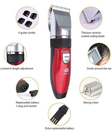 Professional Men's Hair Clippers - Rechargeable Cordless Barber Hair Cutter with Built-in Comb Design - Buy Online on GoSupps.com
