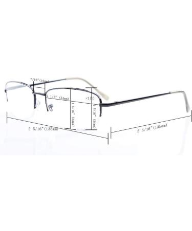 Eyekepper Classic Metal Half Rim Reading Glasses Gunmetal +1.0 Spring Temples for Comfort - Buy Online on GoSupps.com